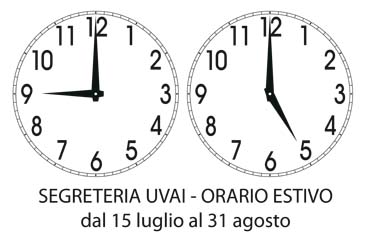Orario estivo dal 15 luglio al 31 agosto