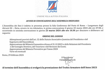 ASSEMBLEA UVAI 2024 - PREMIAZIONE ARMATORE DELL'ANNO 2023